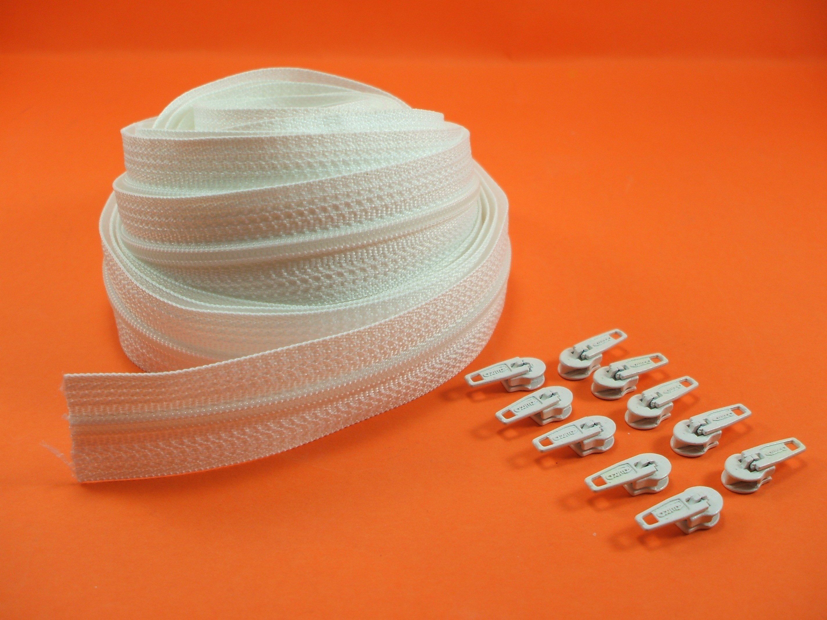 Continuous Zipper Upholstery No 3 Plus Sliders Choose Beige, Black or