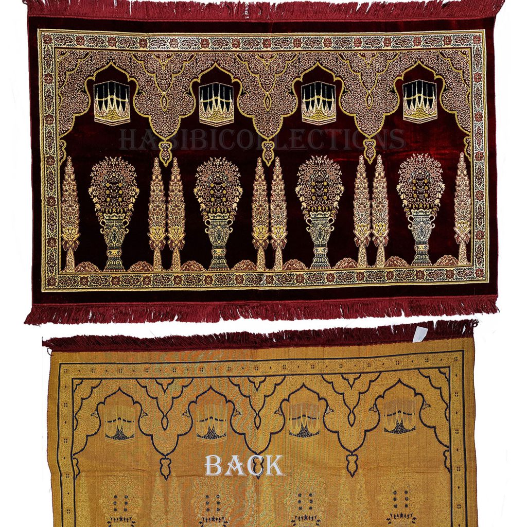 4 People Large Maroon Islamic Prayer Mat Kaaba Habibi Collections
