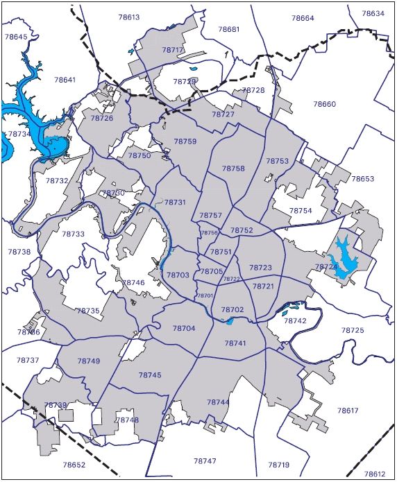 Austin Zip Codes Map | Family Man Librarian