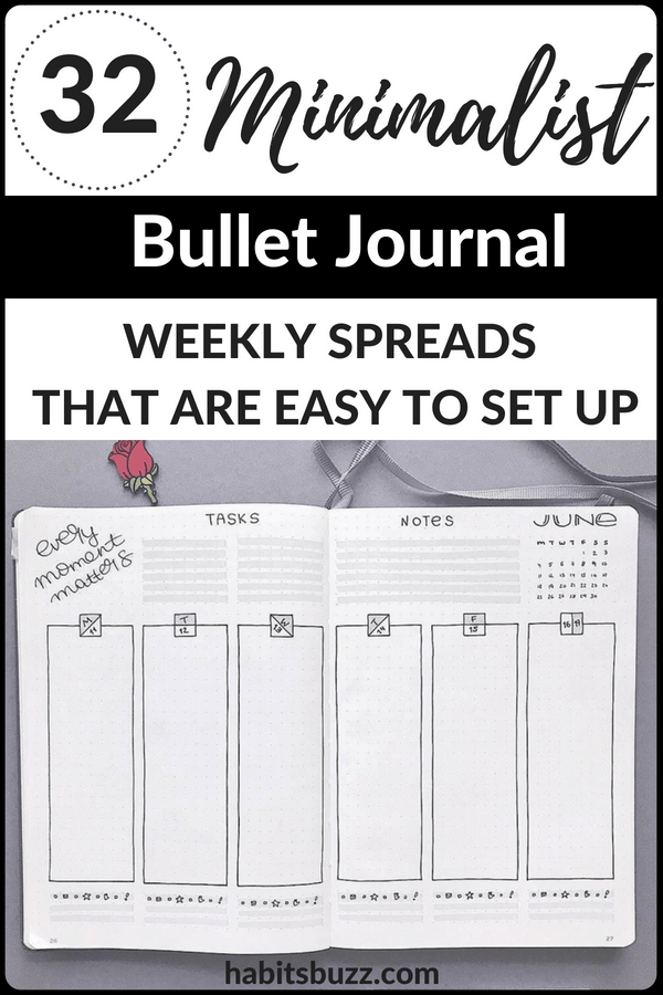 32 Easy Minimalist Bullet Journal Weekly Spreads to Try Right Now