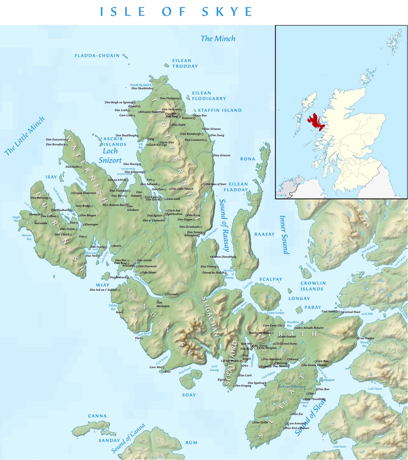 Map Of Skye Island Conozca a la Isla Skye, la isla más grande de las Hébridas Interiores