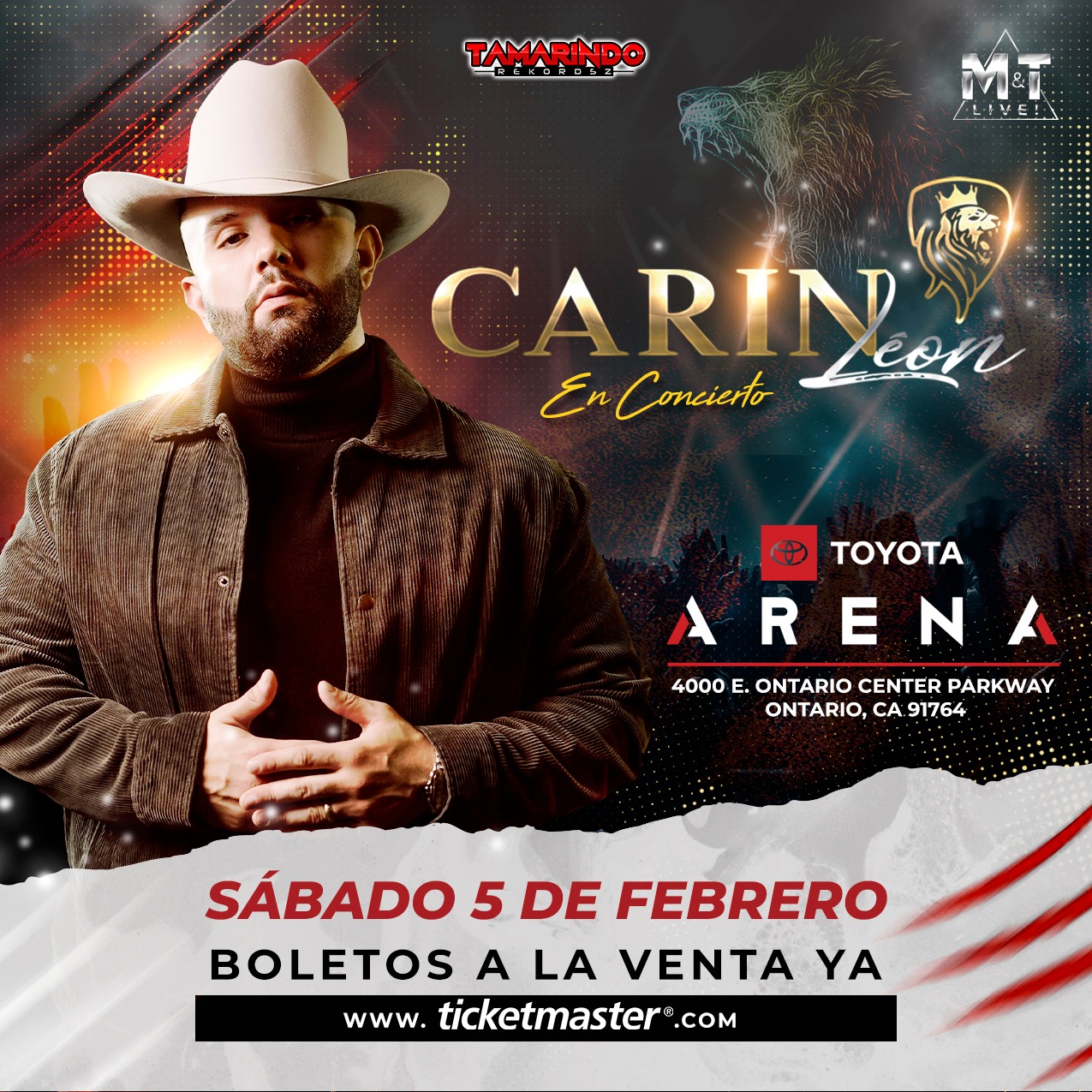 Carin Leon en el Toyota Arena de Ontario, CA Feb. 5, 2022 Hacienda Live