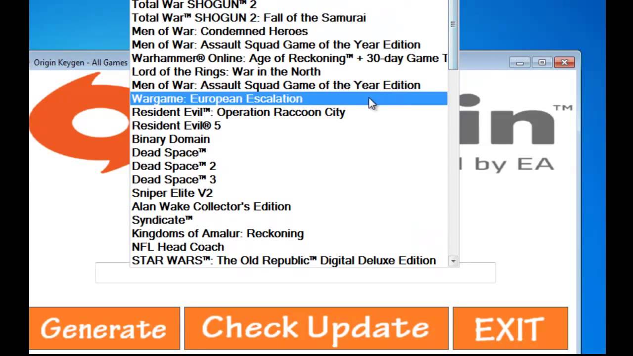 List of available origin keys