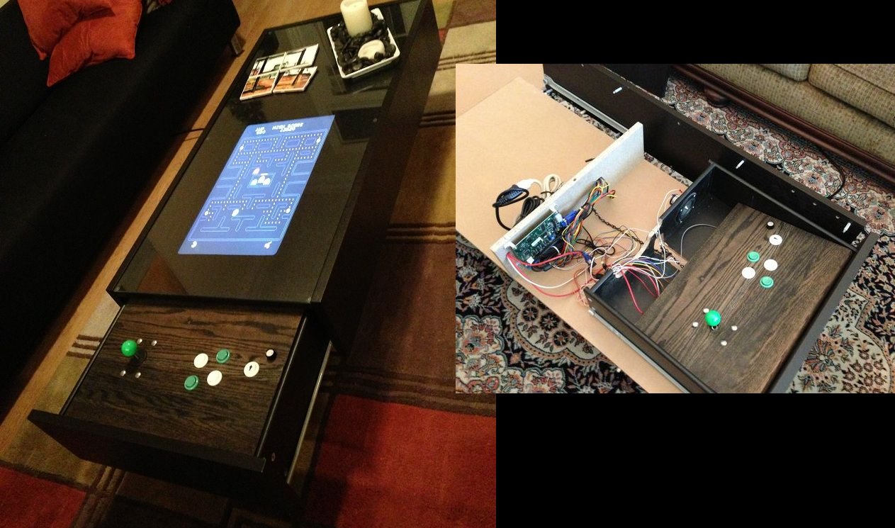 Coffee Table Arcade Hides Its Controls Hackaday