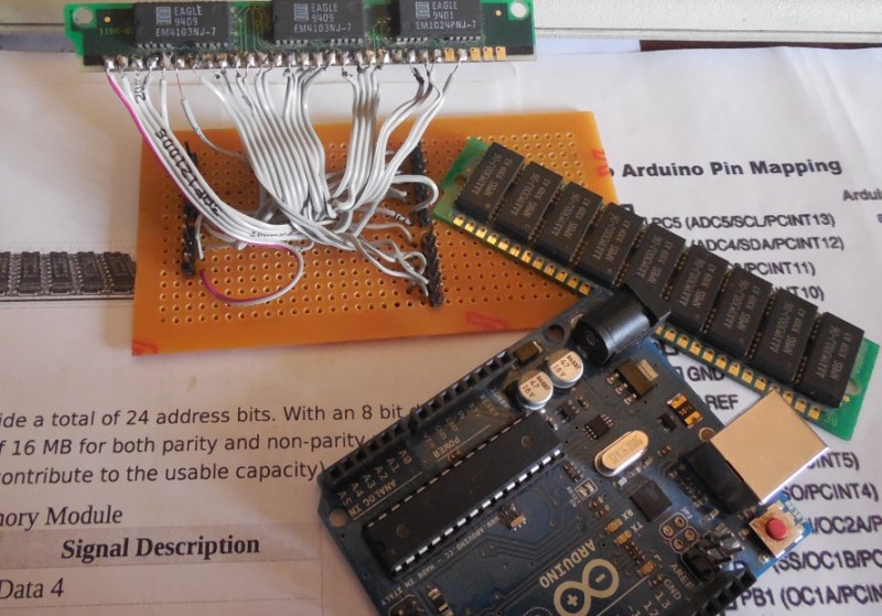 Using SIMMs To Add Some Extra RAM On Your Arduino UNO Hackaday