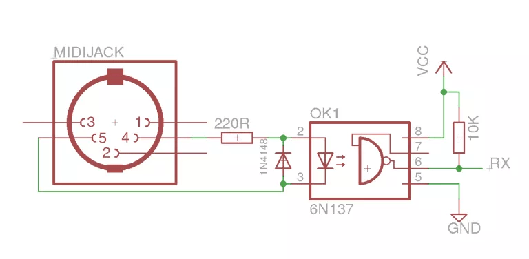 Quick And Dirty MIDI Interface With USBASP | Hackaday