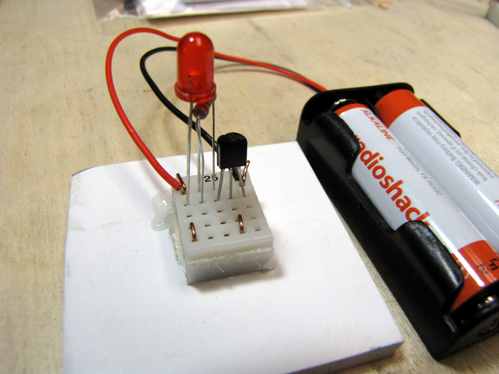 Single transistor touch switch built as a classroom teaching project