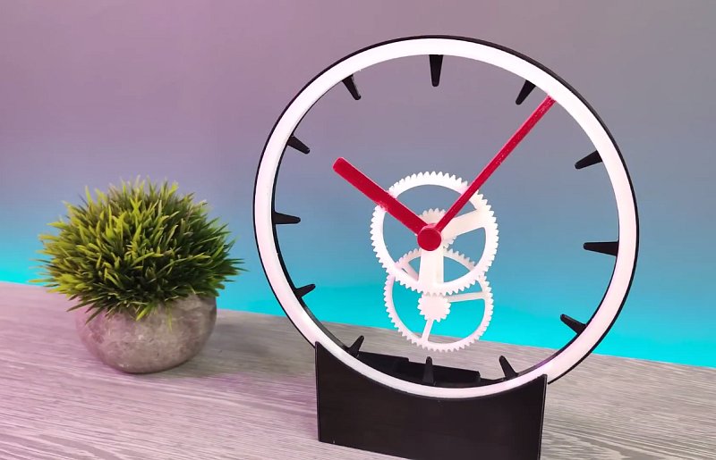 Clock with invisible mechanism, transparent HollowClock HackerDIY