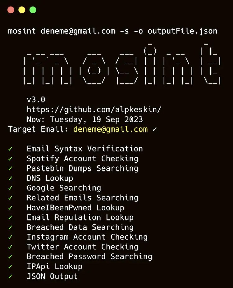 Mosint Automated Email OSINT Tool