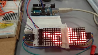 8x16 LED matrix controlled by 2 MAX7219's - Hacker Space Tech