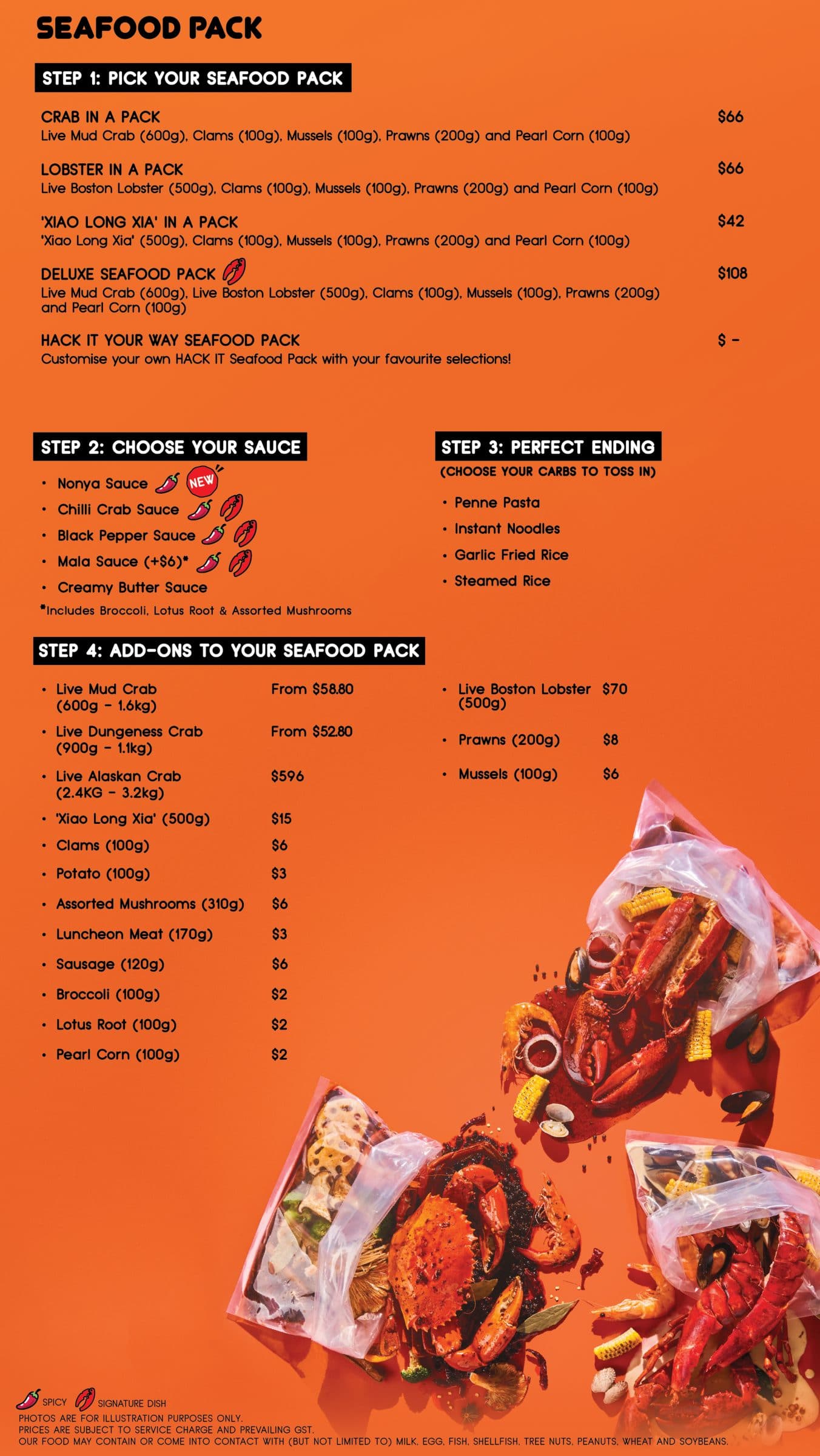 HACK IT Singapore Crab in a bag with Asian flavours Seafood delivery