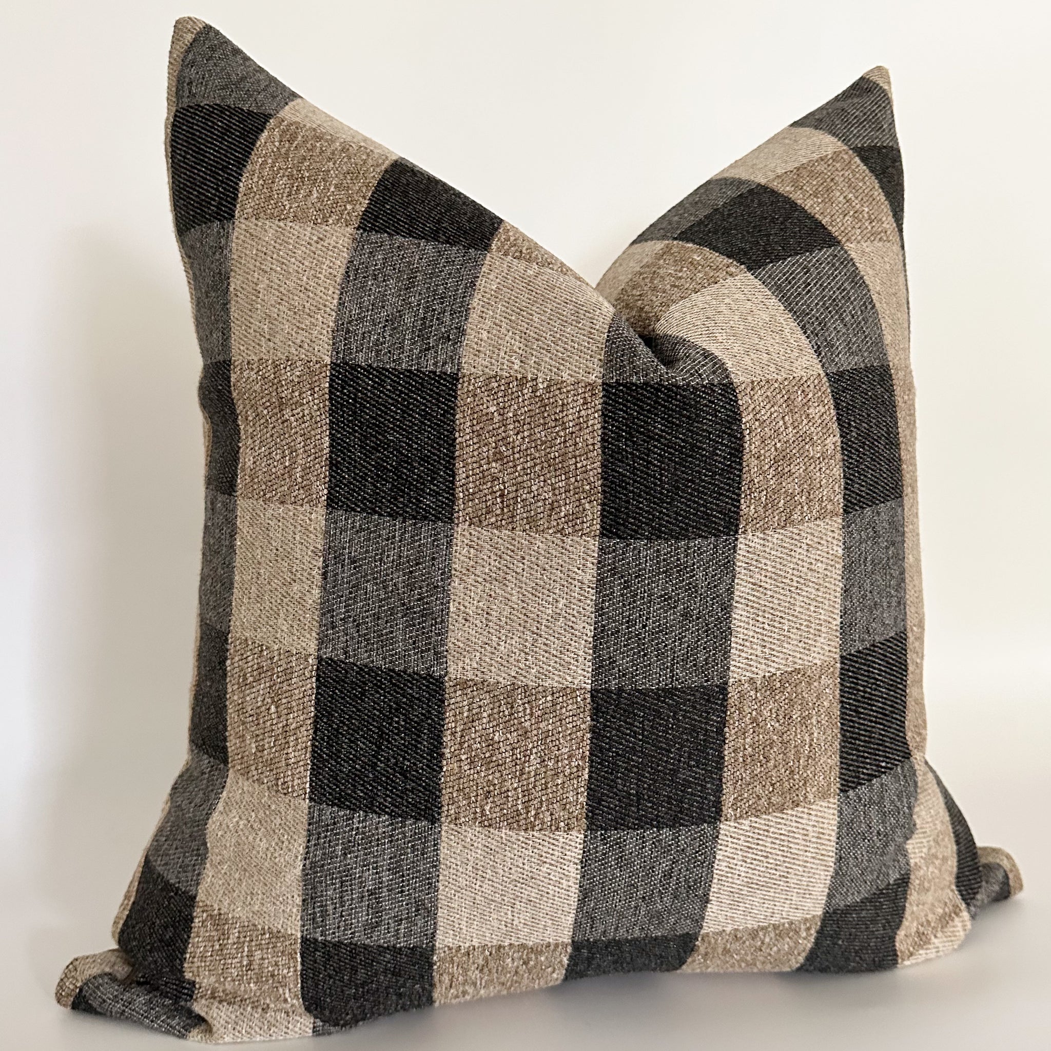Brown Black Checkered Pillow Cover