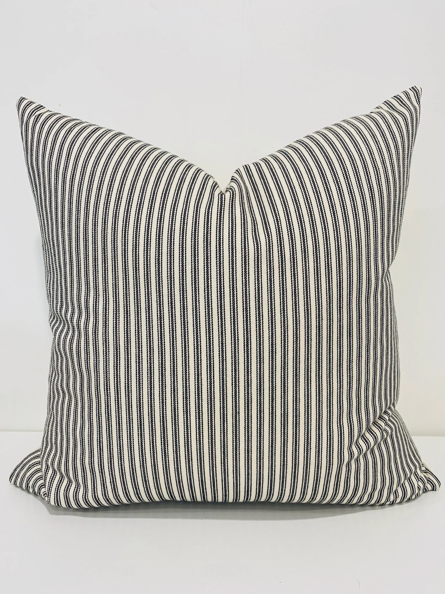 Vintage Ticking Black Pillow Cover