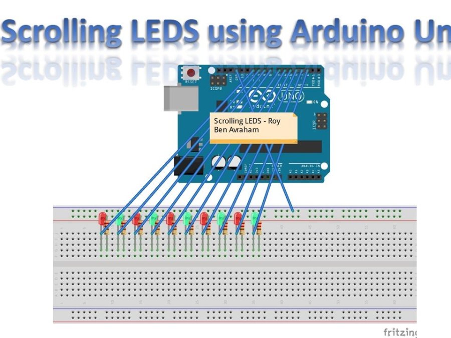 Scrolling LEDS (Chasing LEDS) using Arduino Uno Arduino Project Hub