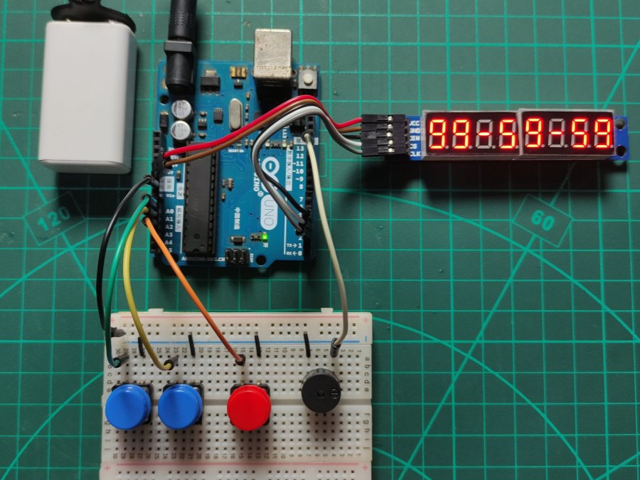 Stopwatch with 7 Segment Display Module MAX7219 Arduino Project Hub
