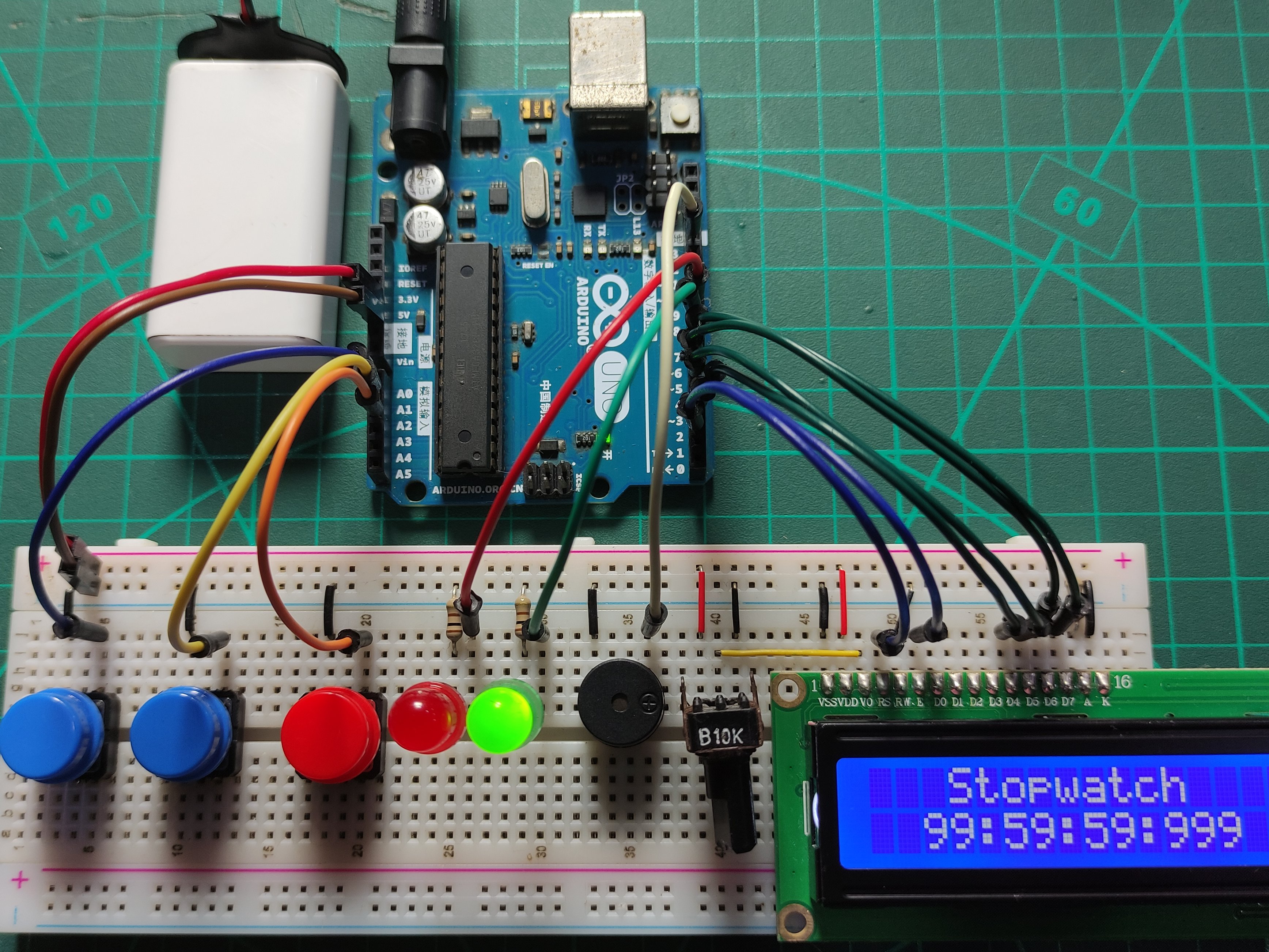 Stopwatch with Arduino and LCD Display Hackster.io