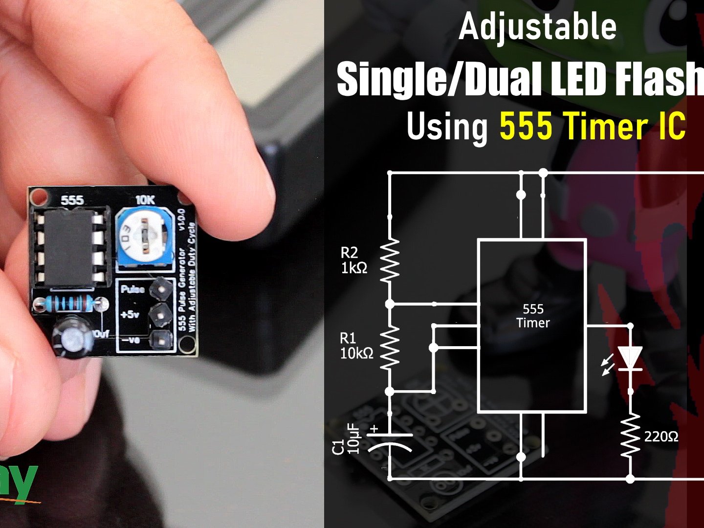 Adjustable Single/Dual LED Flasher Using 555 Timer IC Hackster.io