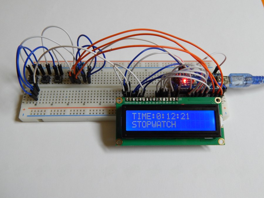Arduino Nano LCD Stopwatch Without Potentiometer Arduino Project Hub