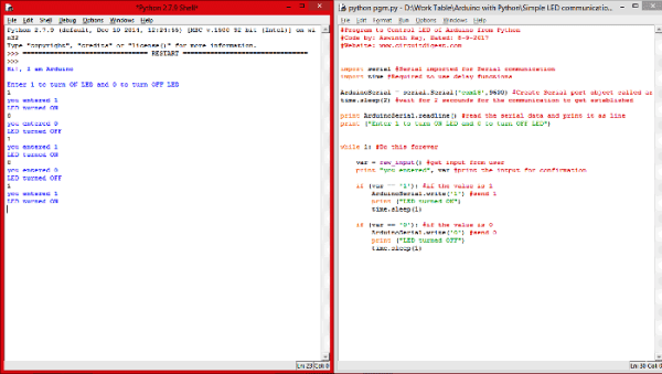 Controlling an Arduino Using Python Shell - Arduino Project Hub