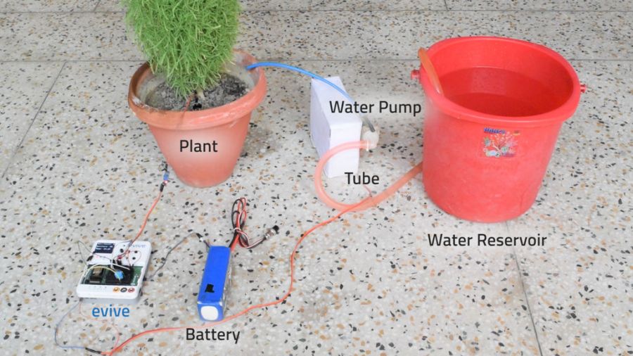 Plant monitoring and watering system using Evive Arduino Project Hub