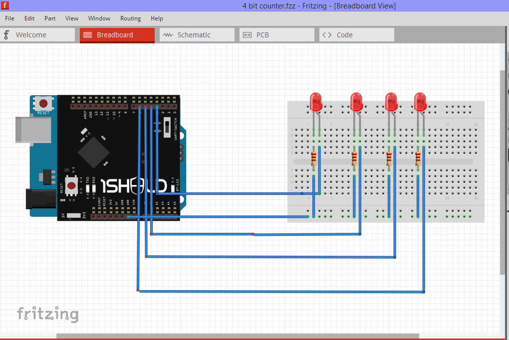 4 bit up/ down counter using 1sheeld Hackster.io