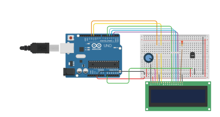 LCD Thermometer using TMP36 Sensor Hackster.io