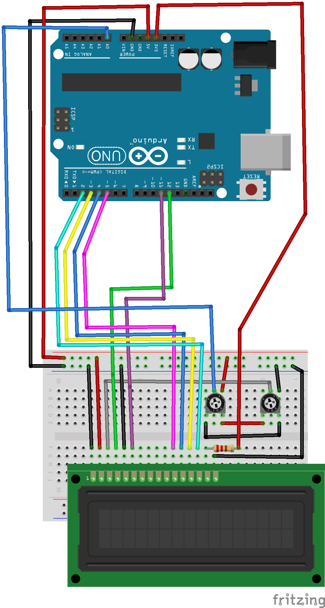 Interface 16x2 LCD (parallel interface) with Arduino Uno Arduino