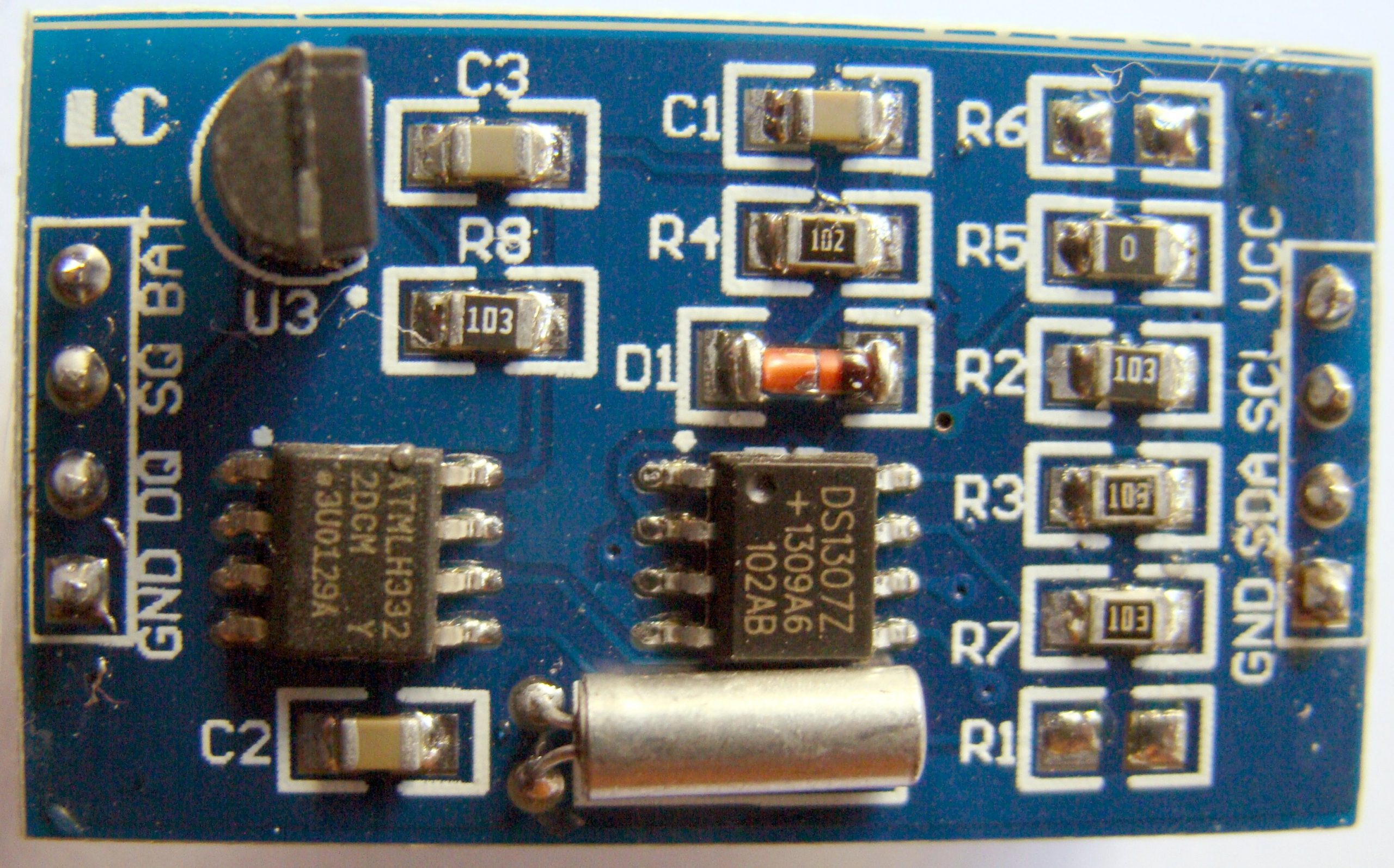 DS1307 RTC + AT24C128 EEPROM + DS18B20 Temperature Sensor I2C Module