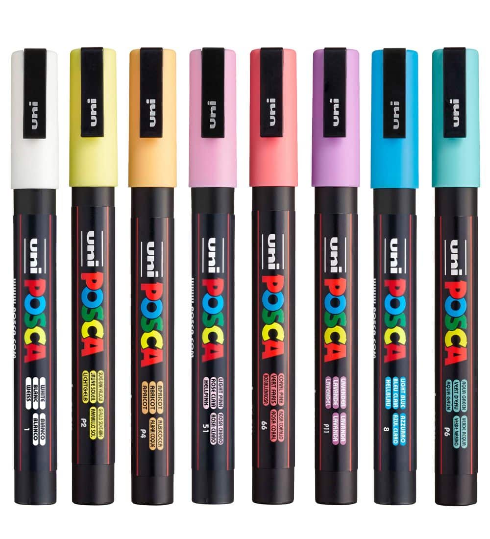 Uni Posca Pastel 3M Fine Tip Paint Markers (Set of 8) Hadafy