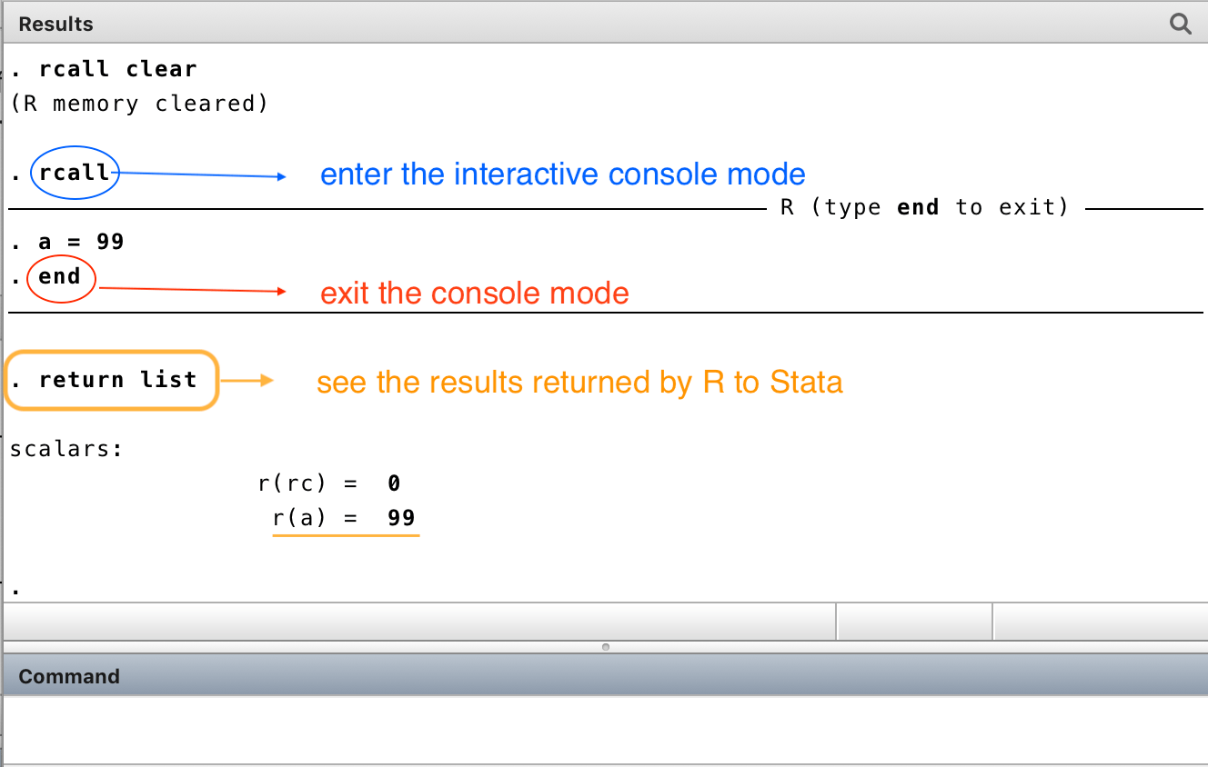 rcall Seamless interactive R in Stata. rcall allows communicating