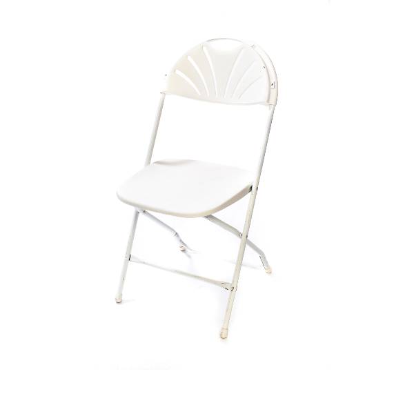 White Plastic Fanback Chair Event Equipment Rentals Hahn Rentals