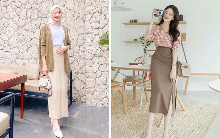 16 Ide Ootd Rok Span Yang Stylish Untuk Hijab Dan Non Hijab