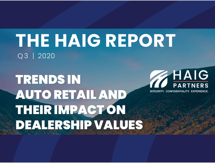 Announcing the Release of the Q3 Haig Report Dealership BuySell