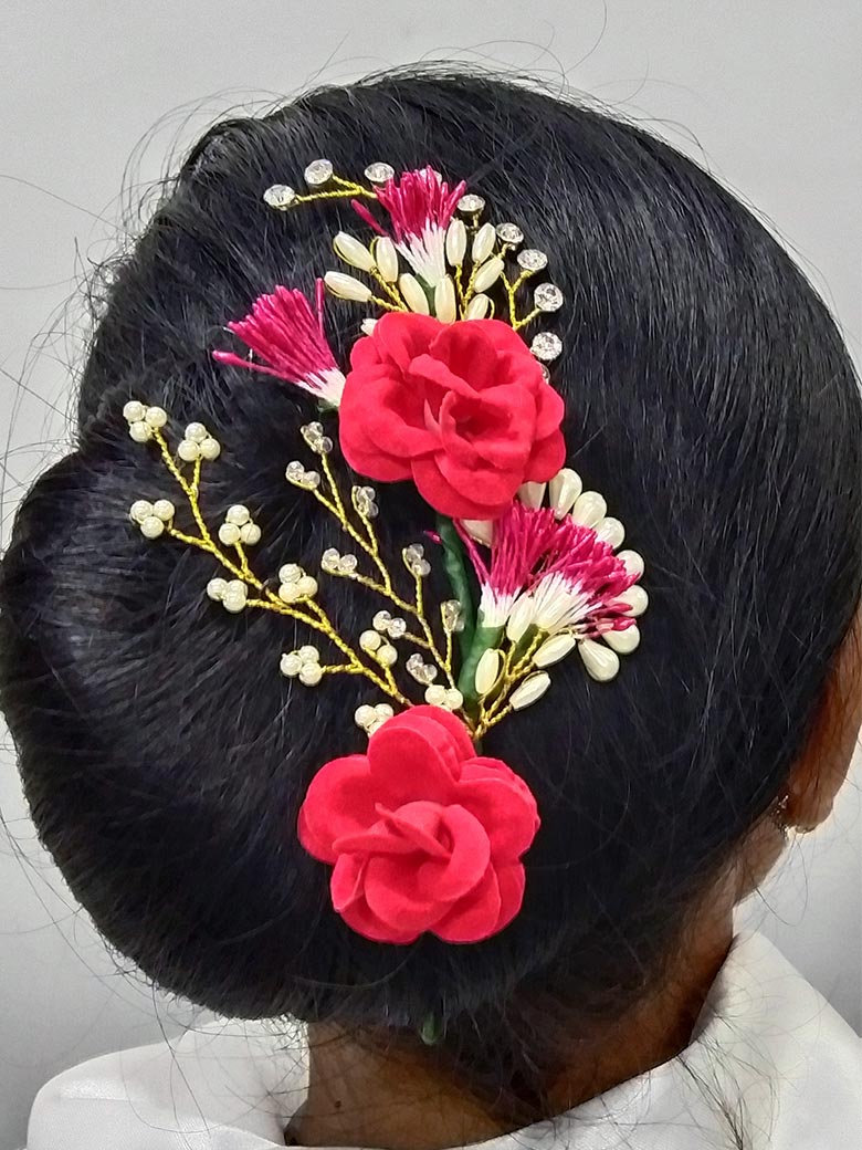 Artificial Red Flower Hair Brooch Hair Sajawat