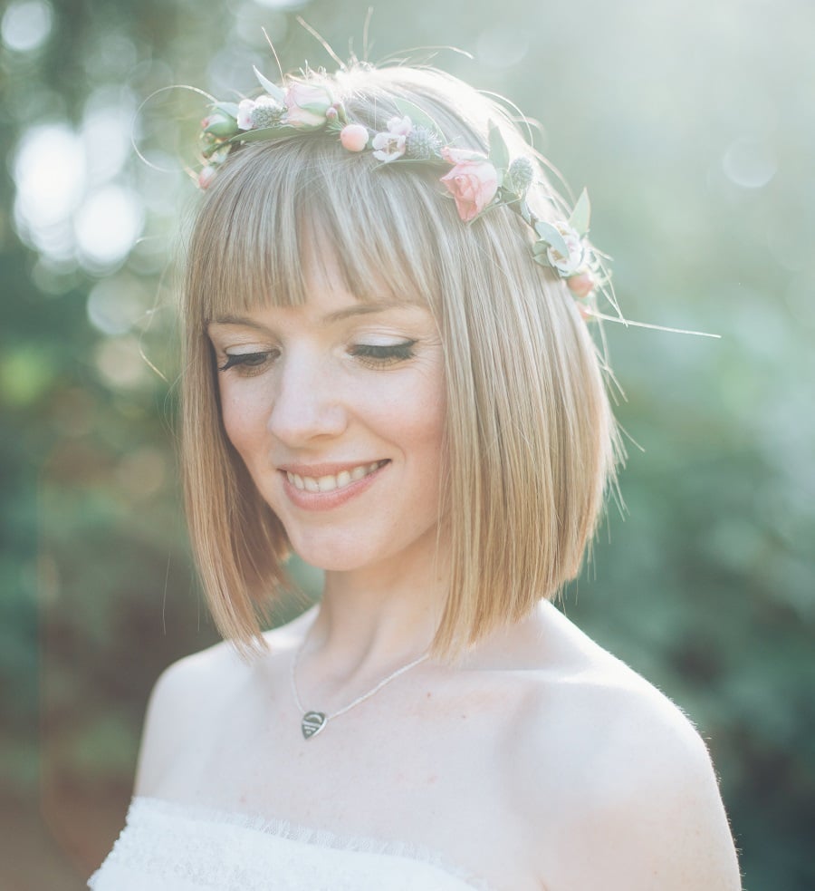 21 Charming Bride's Wedding Hairstyles With Bangs Hairstyle Camp