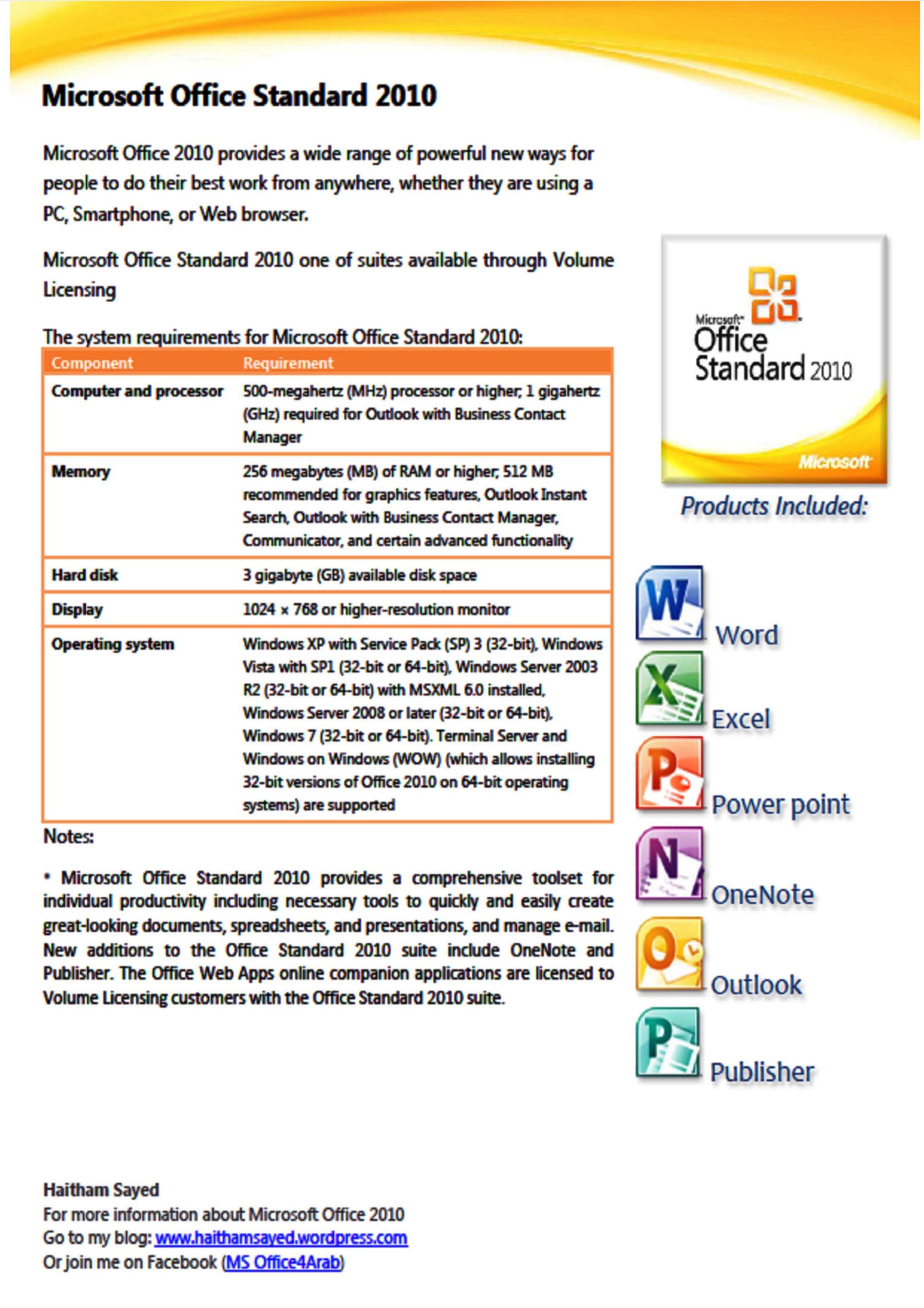 Microsoft Office Standard 2010 Haitham Sayed