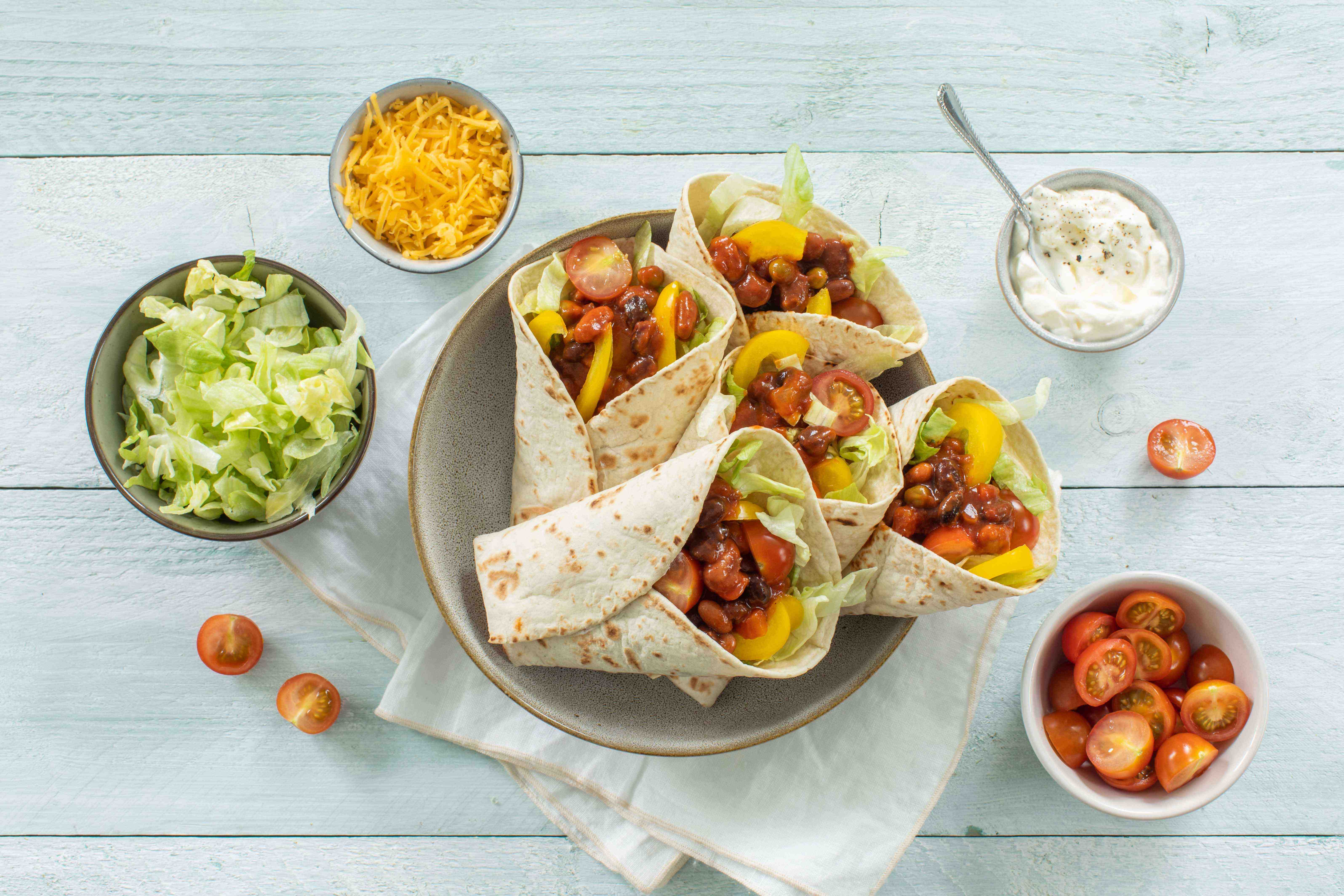 Wraps met paprika en bonen