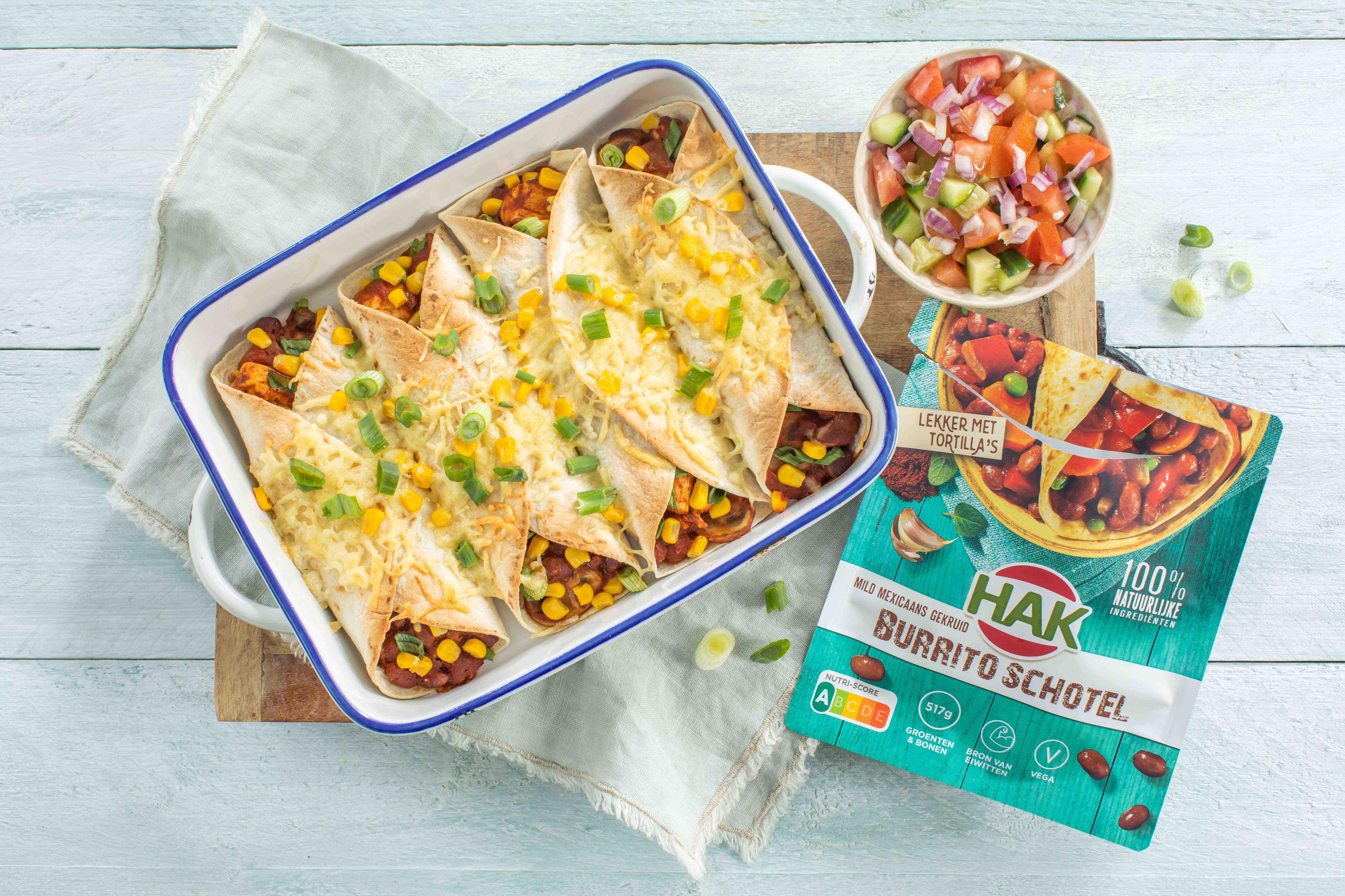 Burrito’s uit de oven met kip en mais