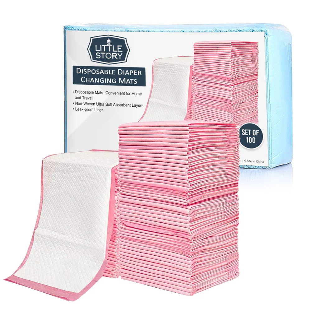 Little Story Disposable Diaper Changing Mats Pack of 100pcs (Pink