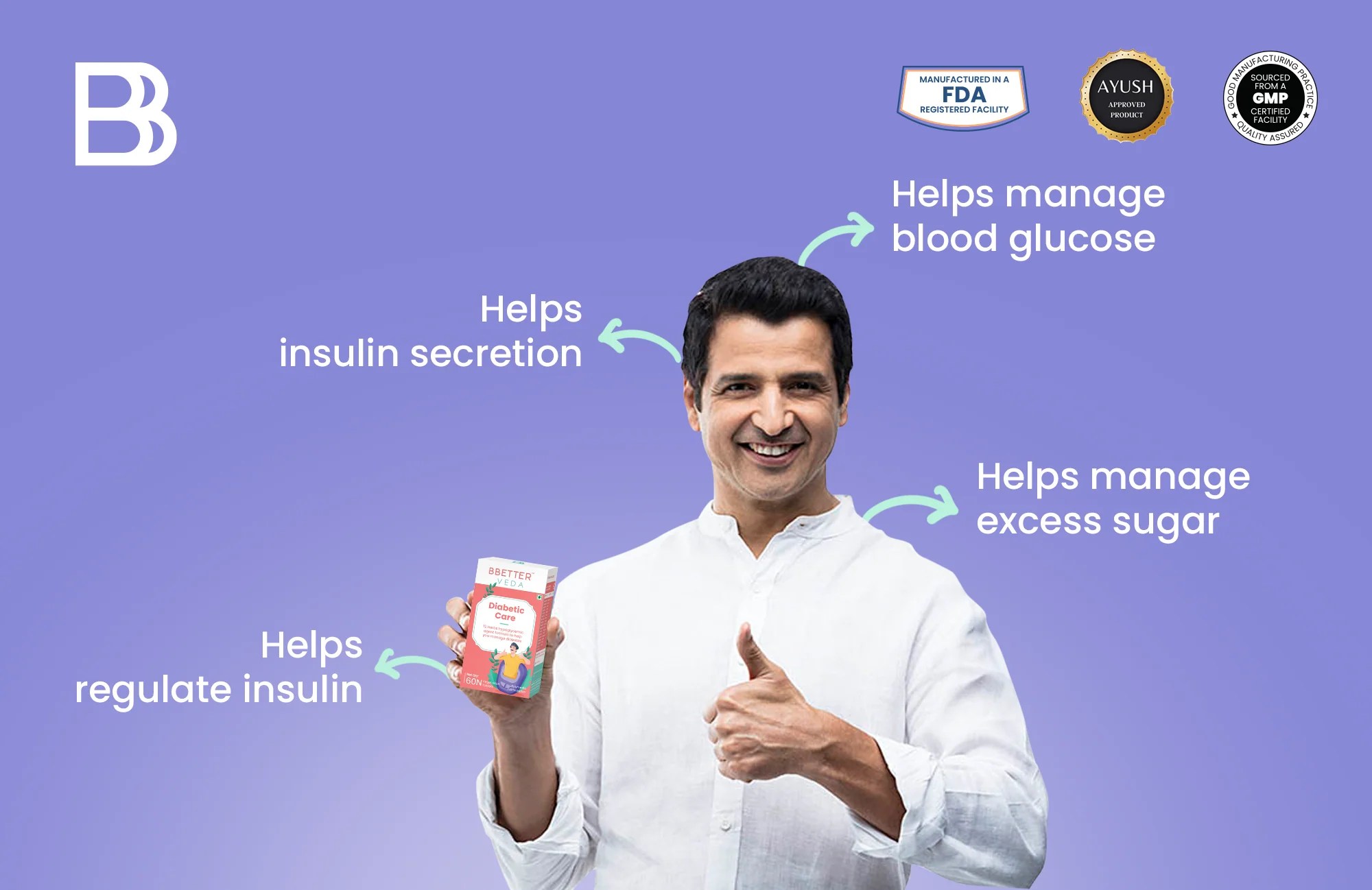 BBetter Diabetic Care 12 Herb Supplement I 60 Veg Capsules