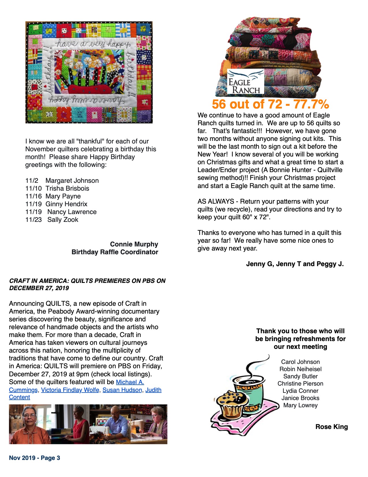 Current Newsletter Hall County Quilt Guild