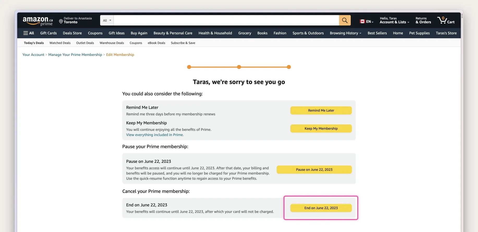 Amazon How to cancel Amazon Prime subscription?