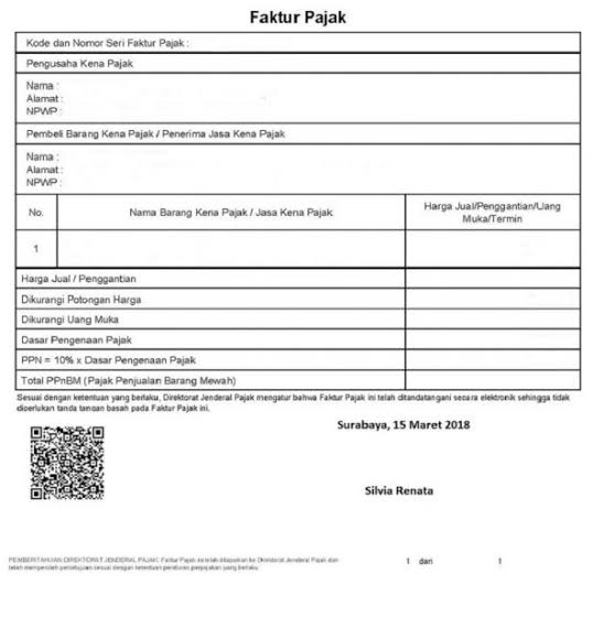 Faktur Pengertian Fungsi dan Contohnya