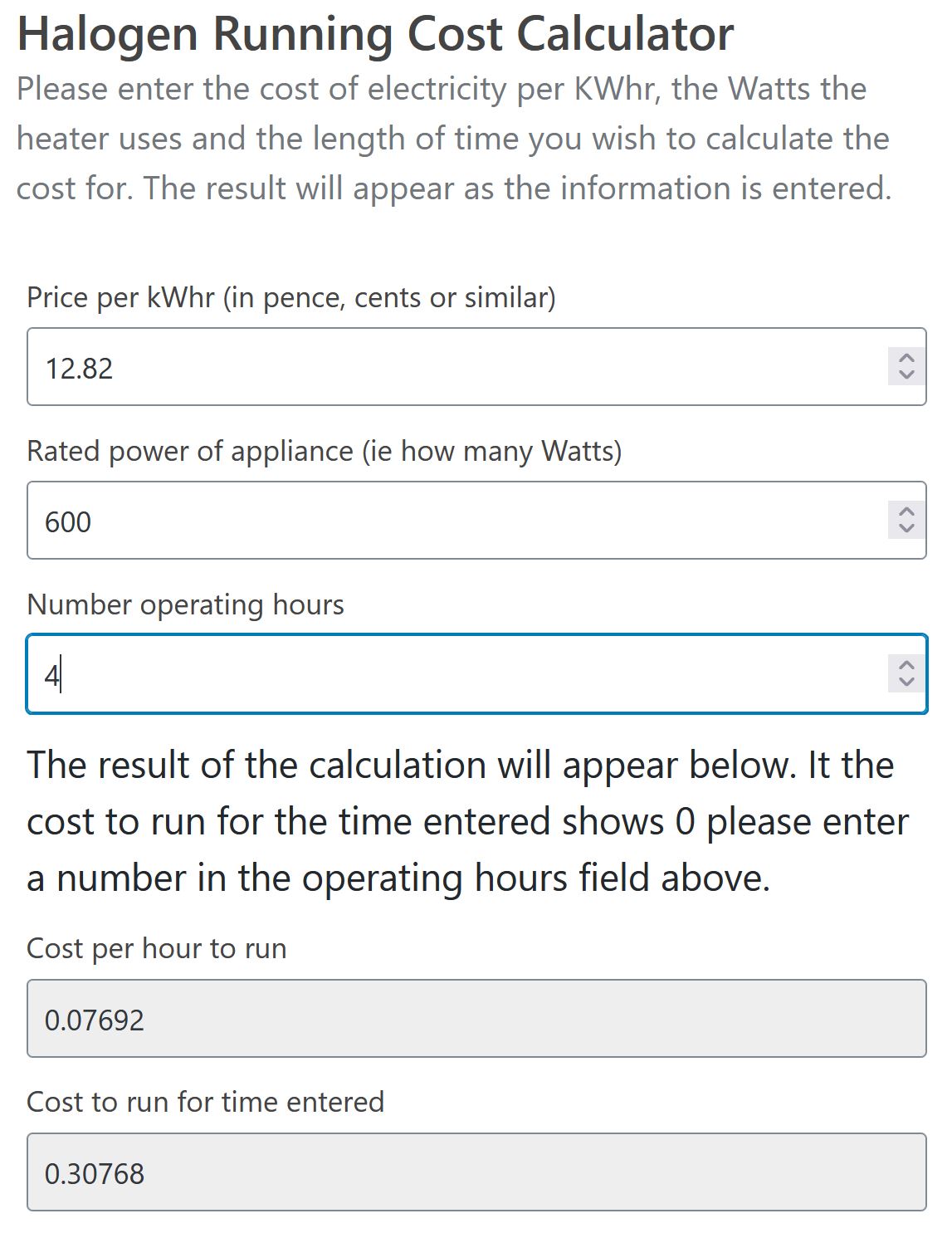 Halogen Heater Running Cost Calculator Halogen Guru