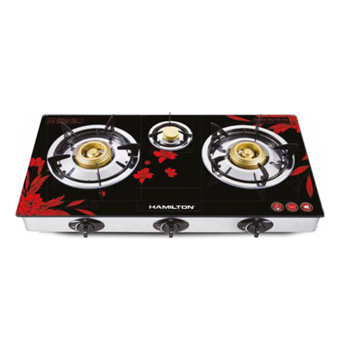 HAMILTON Gas Stove 3 Burner Glass HT1105GC Hamilton.qa