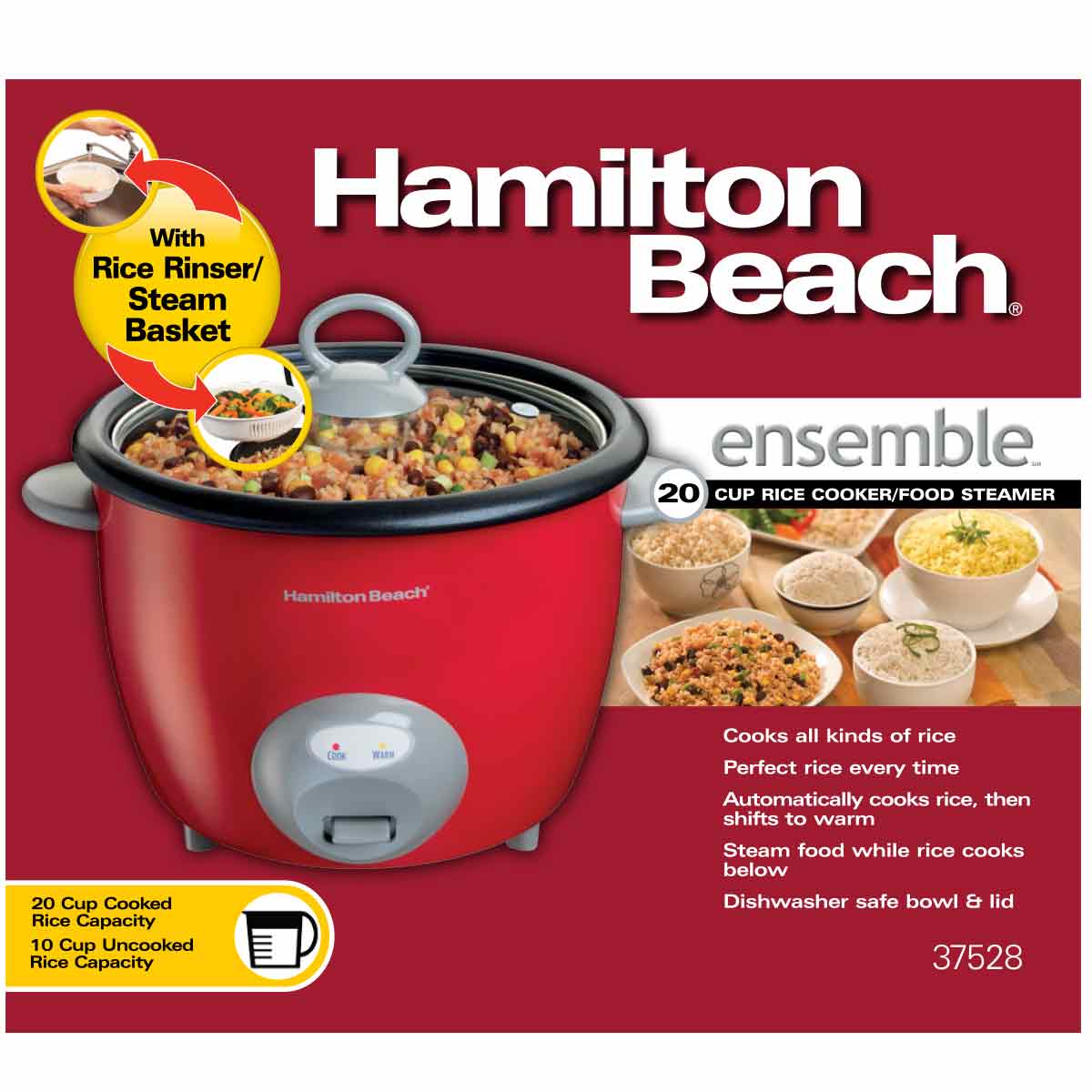 Hamilton Beach 20-Cup Programmable Rice Cooker, Slow Cooker, 43% OFF