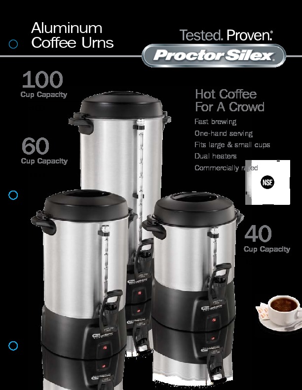 Proctor silex 46801 simply coffee coffee maker. 40 Cup Aluminum Coffee Urn