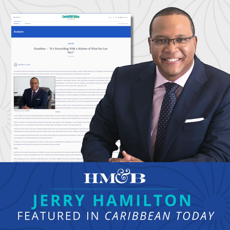 HM&B Partner Jerry D. Hamilton Featured in Caribbean Today Hamilton